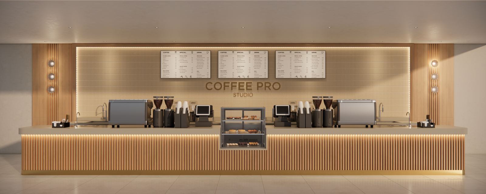 Flagship scale café interior