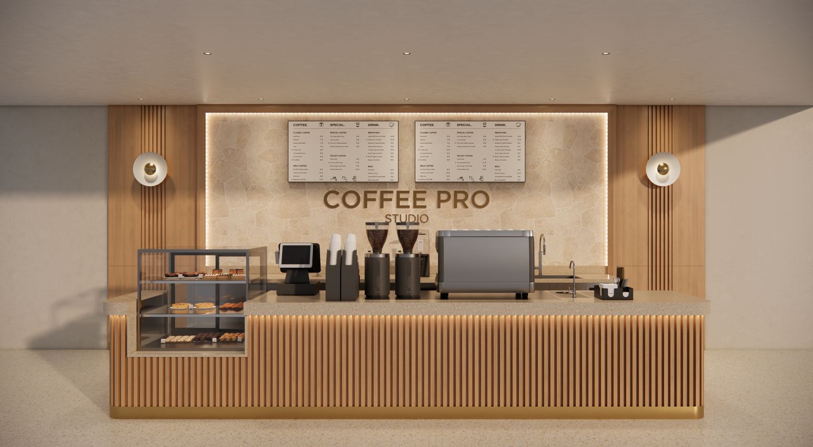 Essential scale café interior